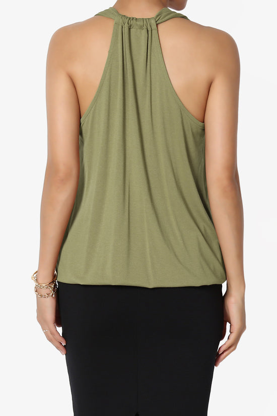 Tackle Halter Wrap Crepe Knit Top