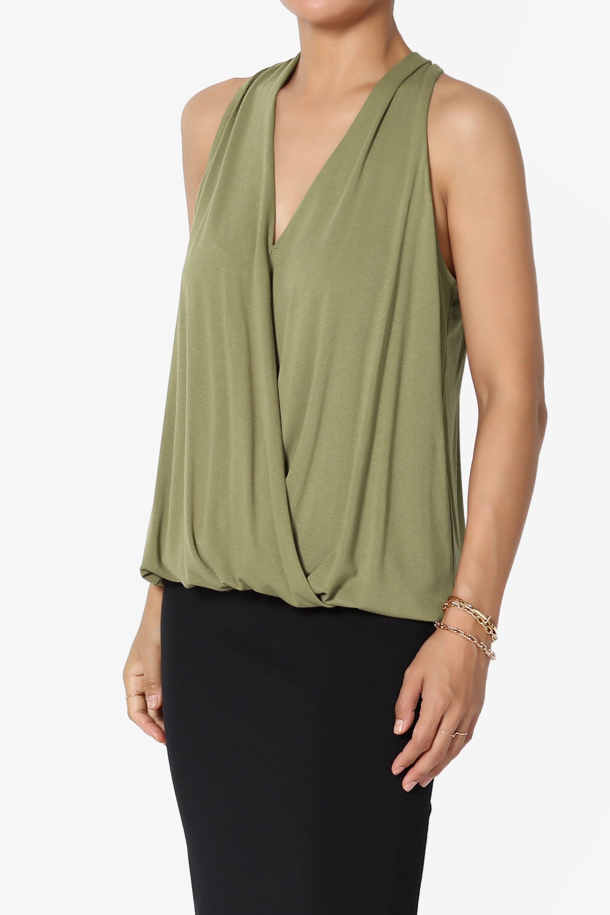 Tackle Halter Wrap Crepe Knit Top