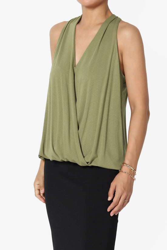 Tackle Halter Wrap Crepe Knit Top