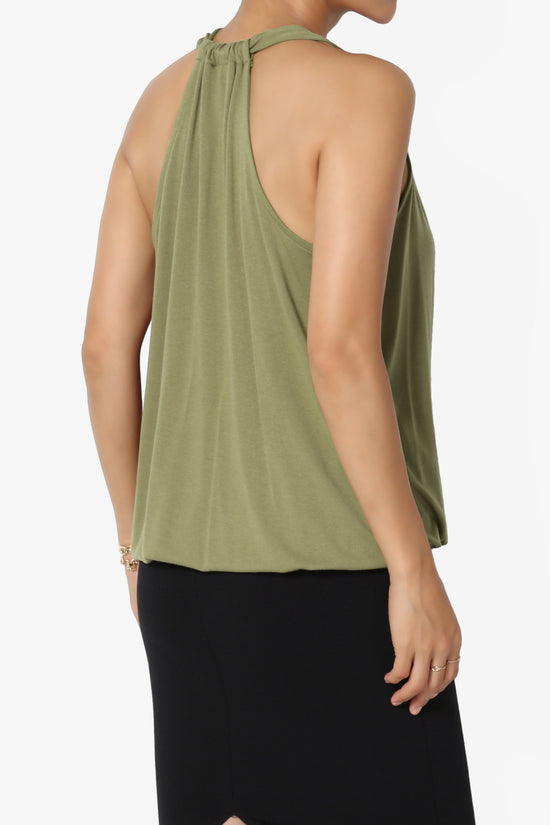 Tackle Halter Wrap Crepe Knit Top