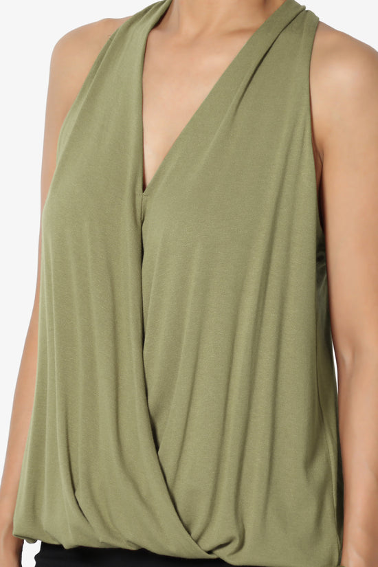 Tackle Halter Wrap Crepe Knit Top