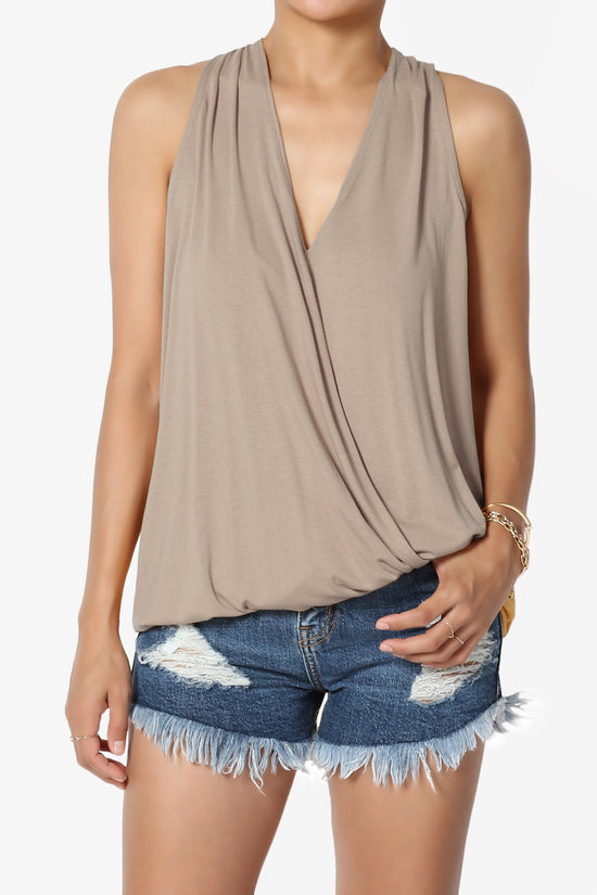 Tackle Halter Wrap Crepe Knit Top
