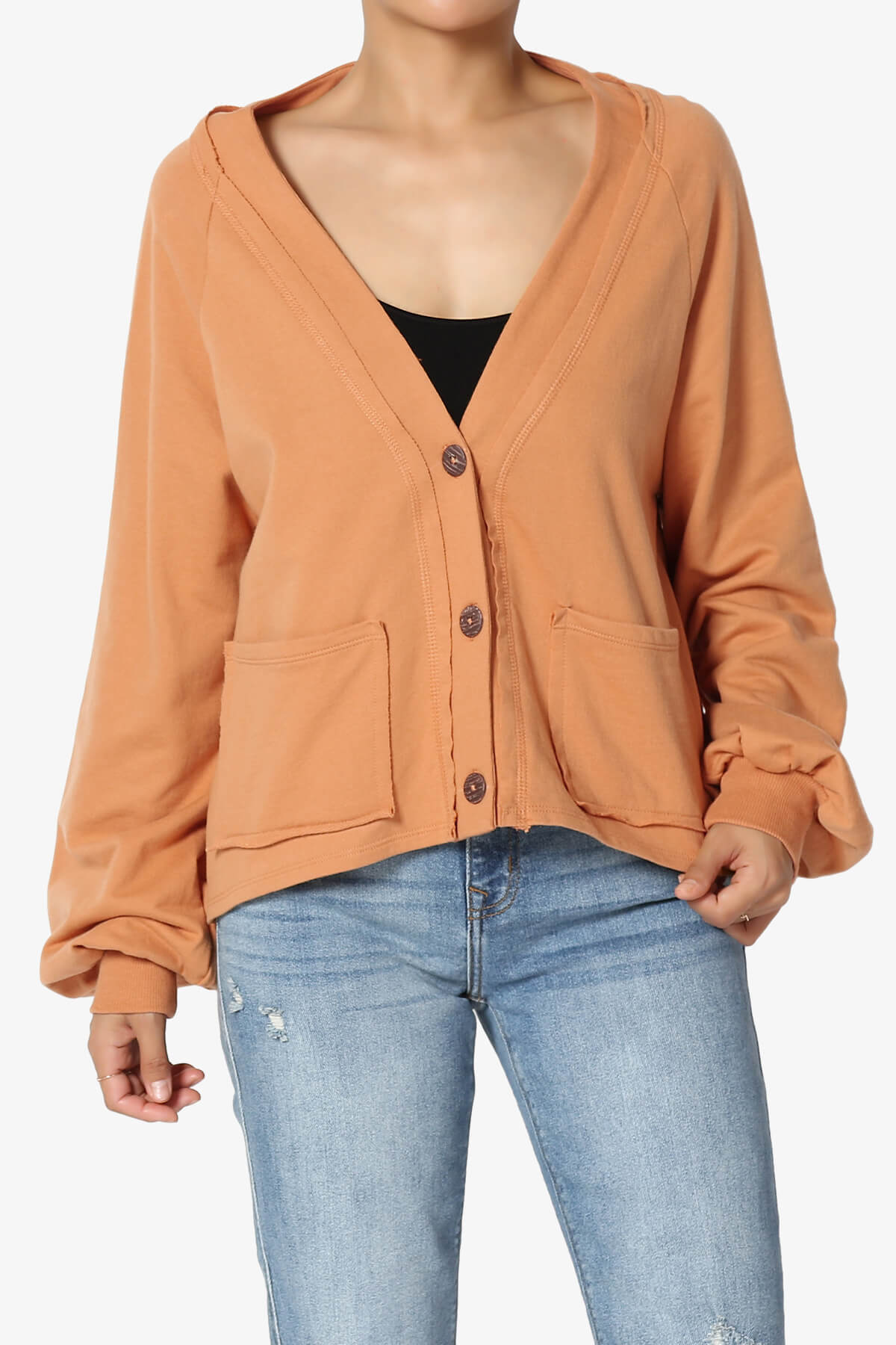 Embark Barrel Long Sleeve Terry Cardigan BUTTER ORANGE_1