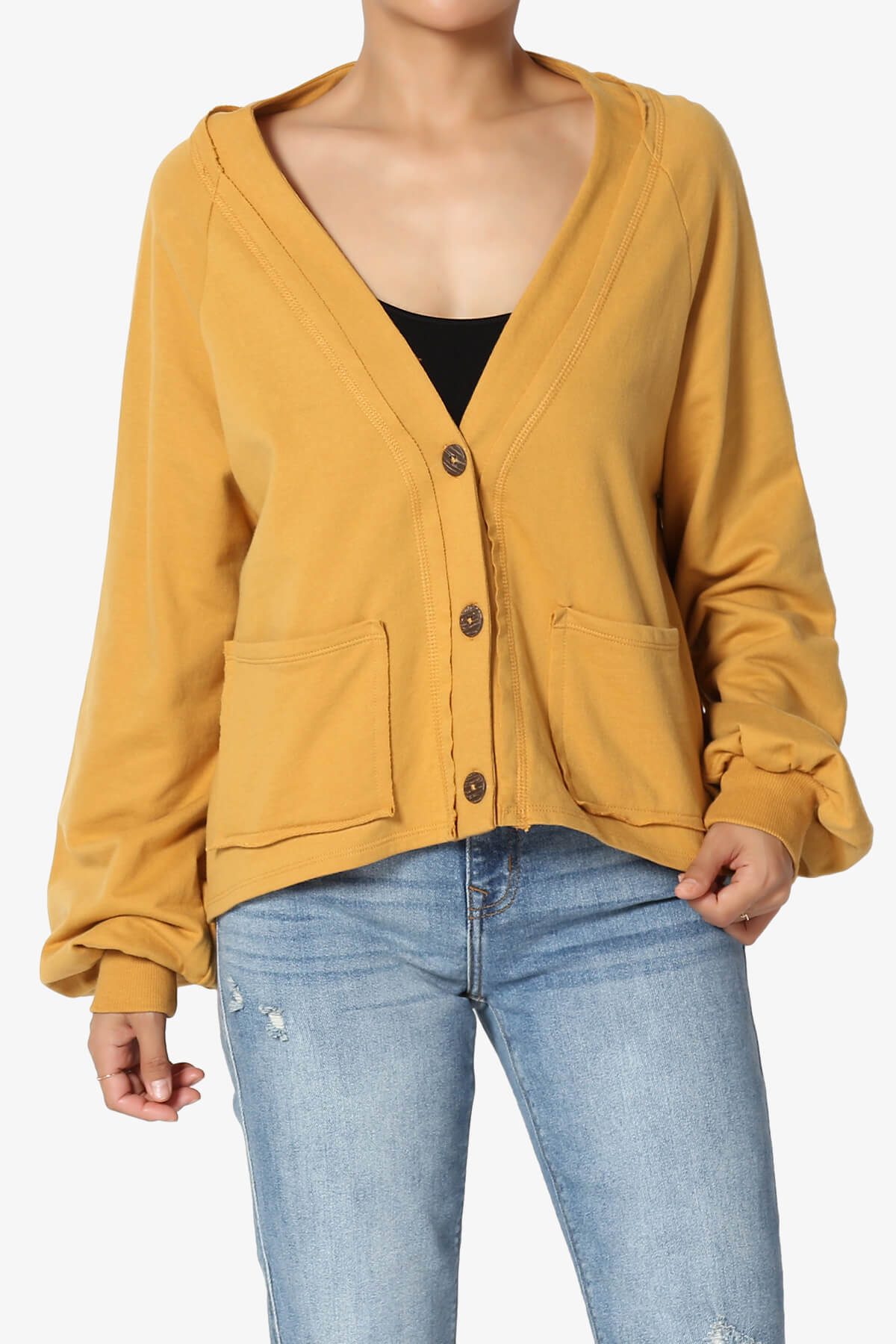 Embark Barrel Long Sleeve Terry Cardigan GOLDEN MUSTARD_3