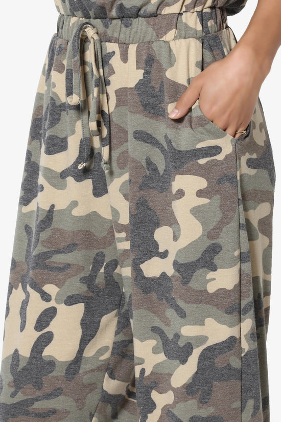 Lavanya Camo Button Scoop Neck Tank Jogger Jumpsuit