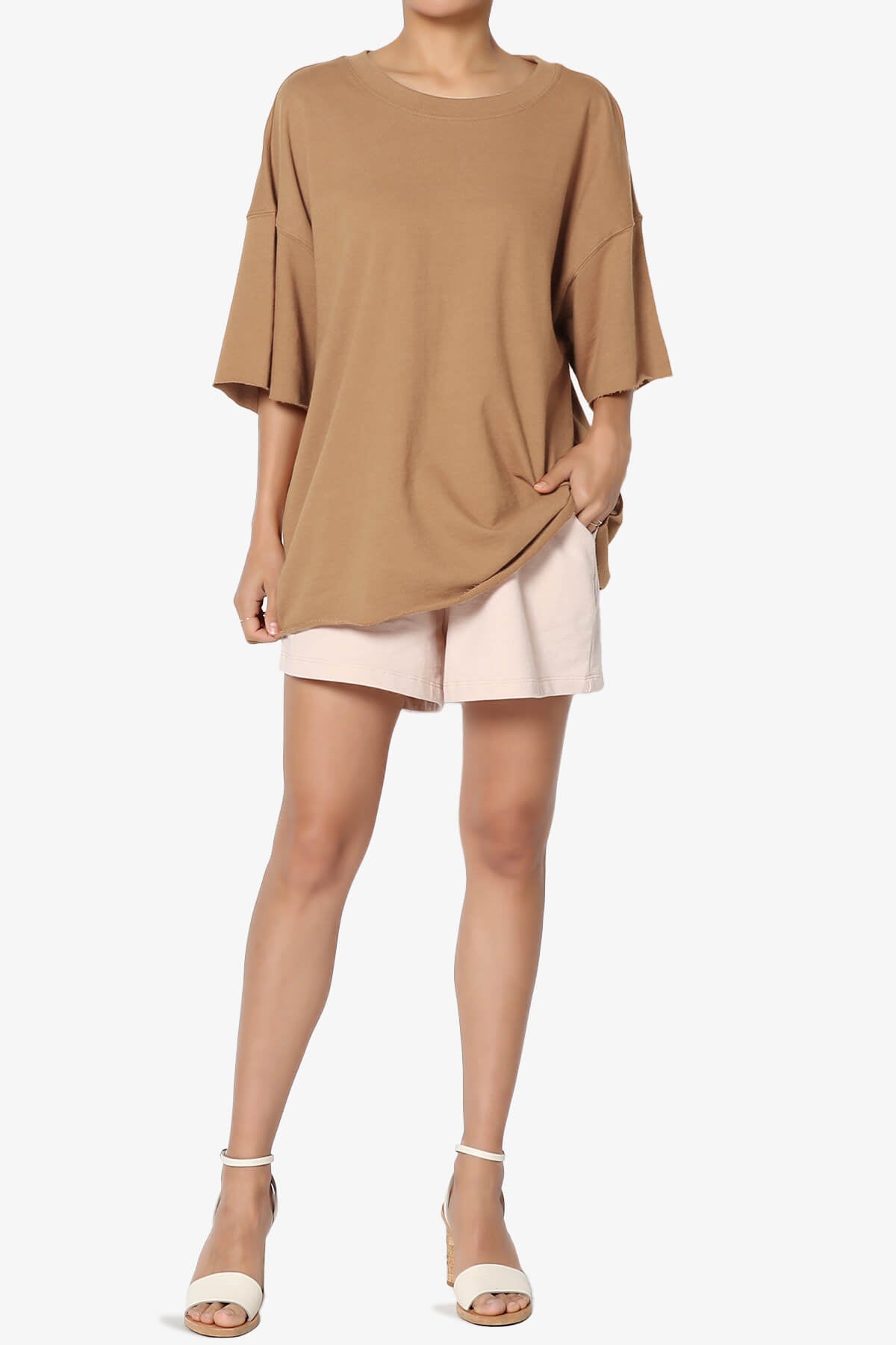 Danube Drop Shoulder Cotton Top DEEP CAMEL_6