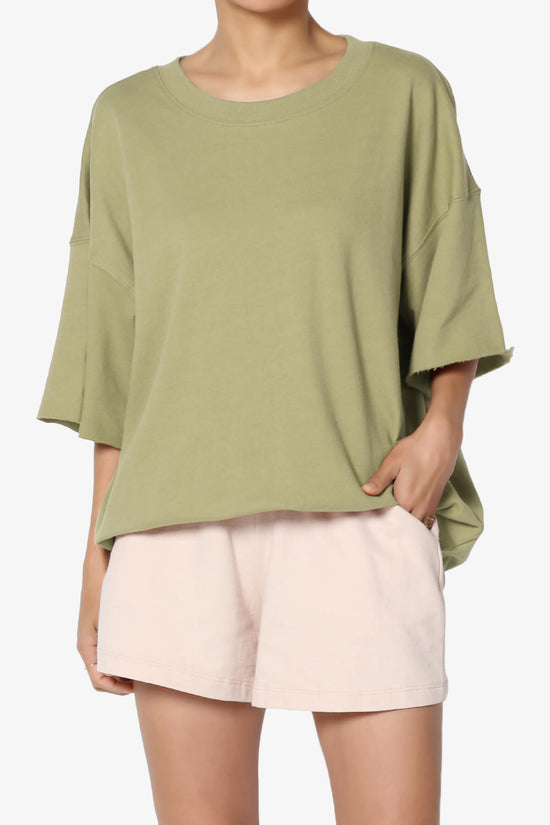 Danube Drop Shoulder Cotton Top KHAKI GREEN_1