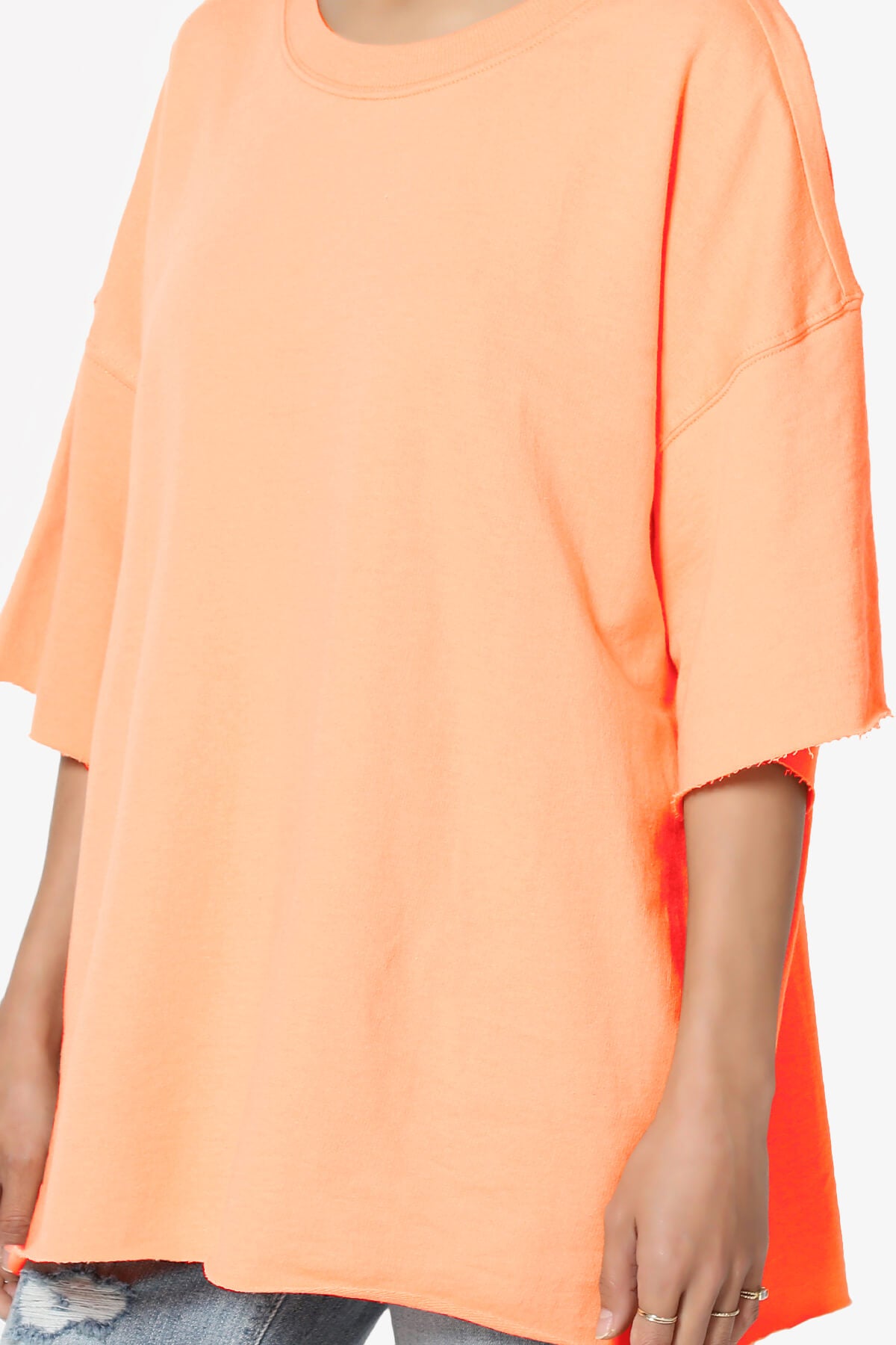 Danube Drop Shoulder Cotton Top NEON CORAL_5