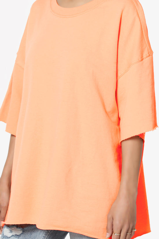 Danube Drop Shoulder Cotton Top NEON CORAL_5