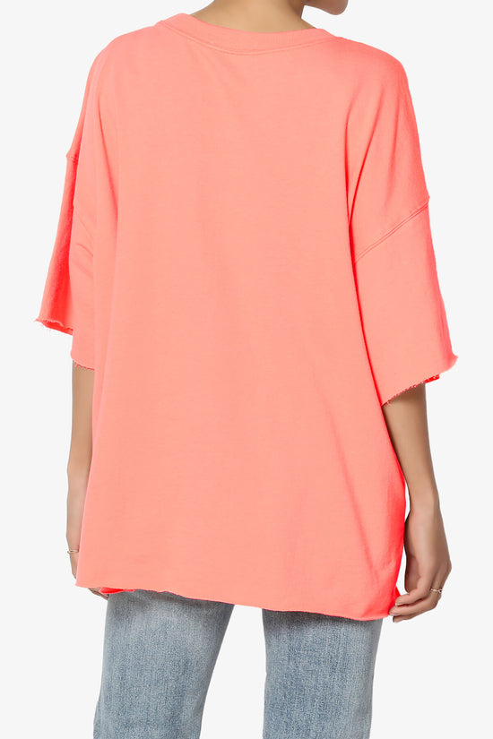 Danube Drop Shoulder Cotton Top NEON PEACH_2