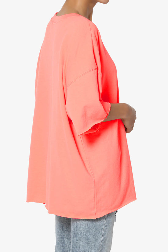 Danube Drop Shoulder Cotton Top NEON PEACH_4