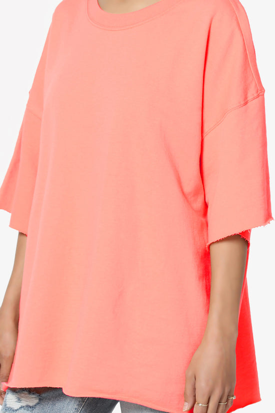 Danube Drop Shoulder Cotton Top NEON PEACH_5
