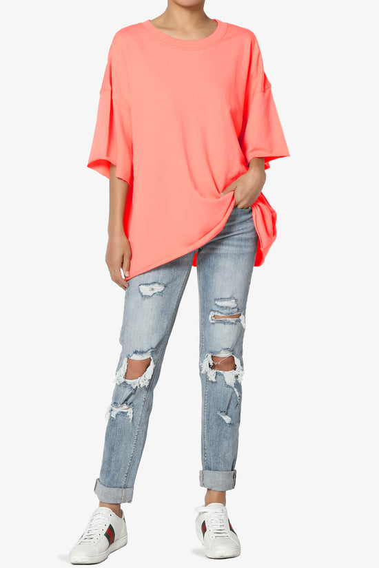 Danube Drop Shoulder Cotton Top NEON PEACH_6