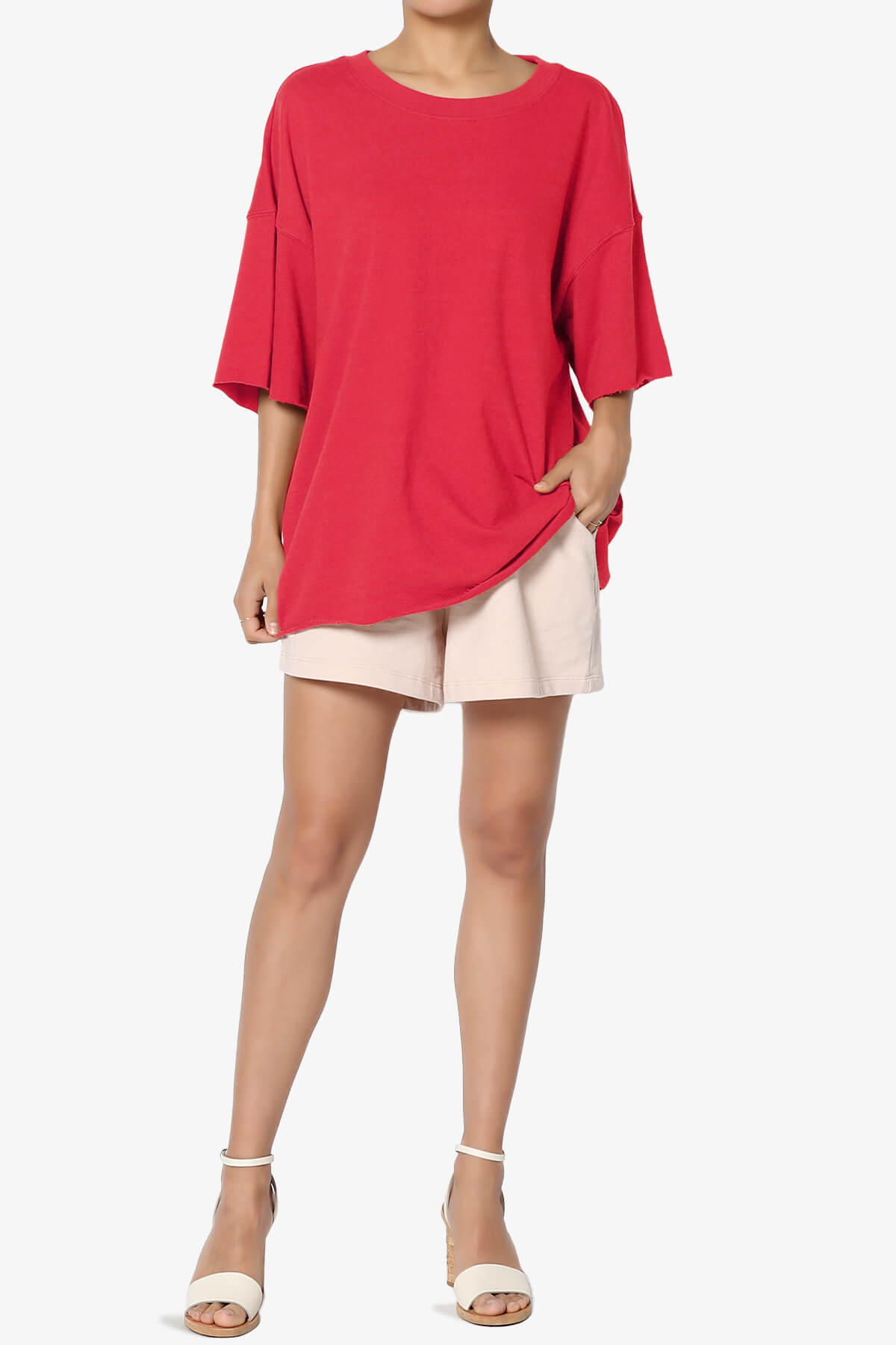 Danube Drop Shoulder Cotton Top RED_6