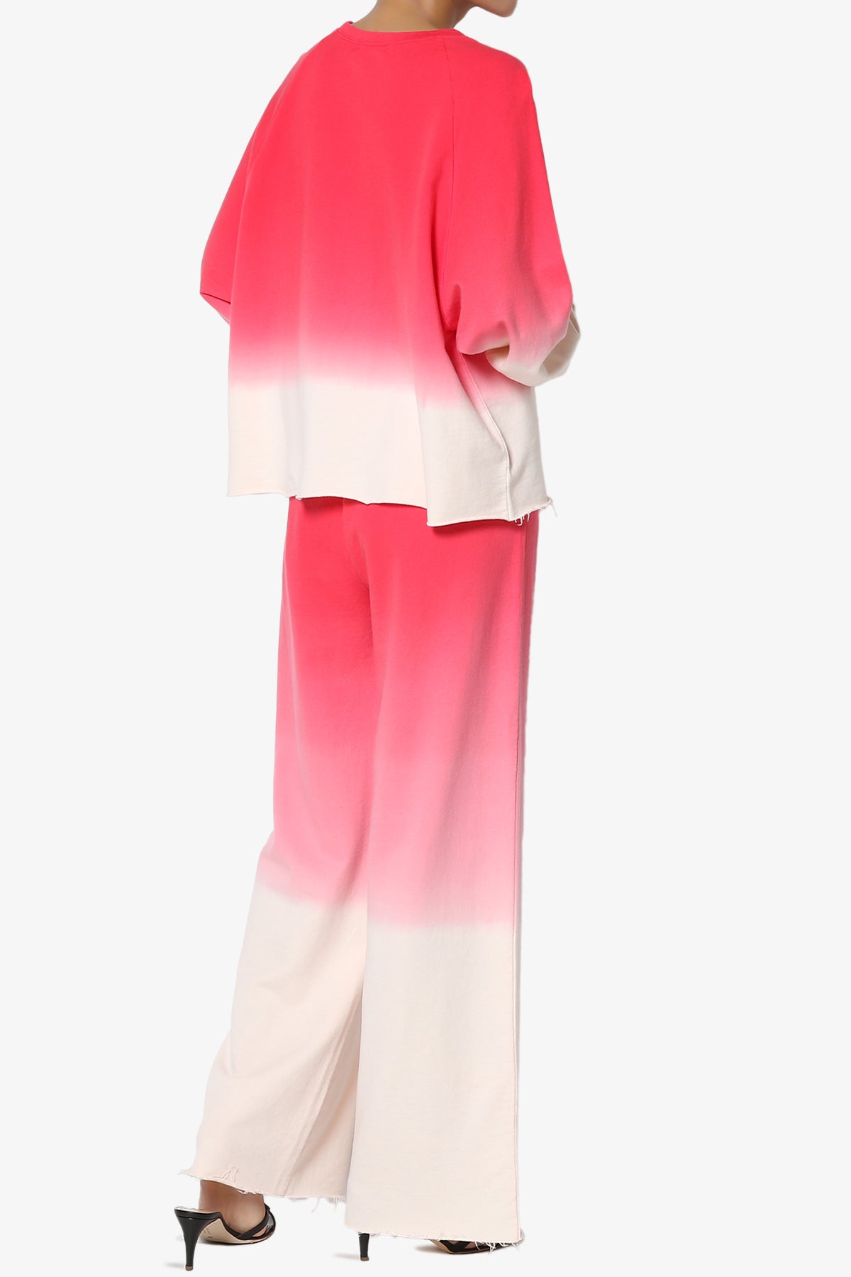 Sarge Dip Dye Raglan Sleeve Top & Lounge Pants SET RED_4