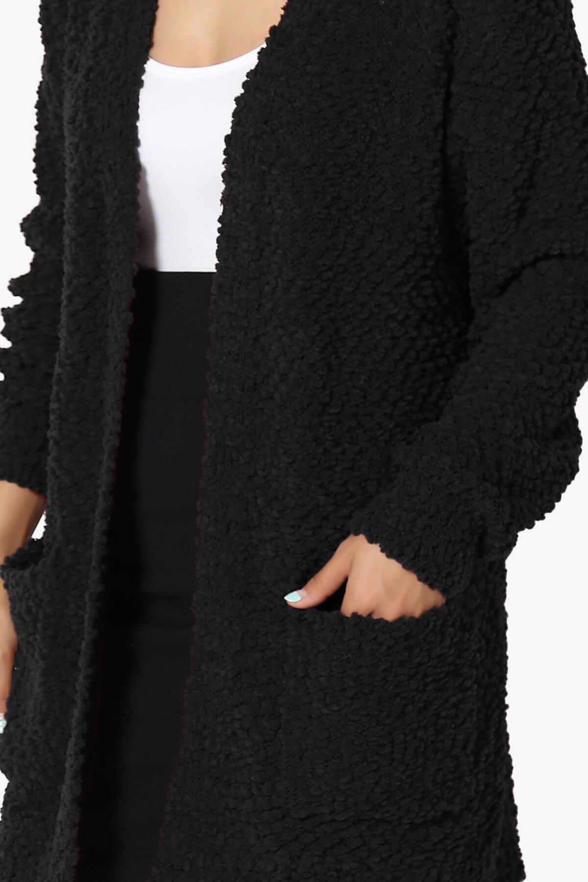 Barry Soft Popcorn Knit Sweater Cardigan BLACK_5