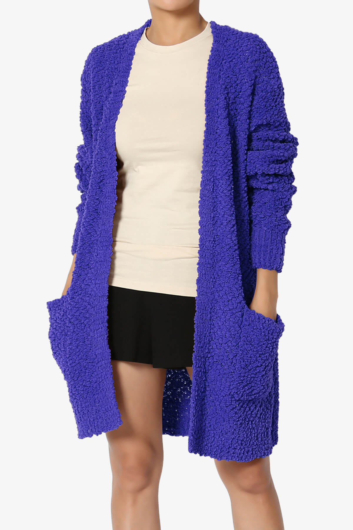 Barry Soft Popcorn Knit Sweater Cardigan BRIGHT BLUE_1