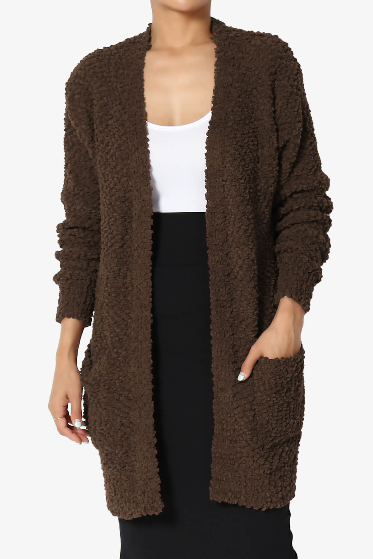 Barry Soft Popcorn Knit Sweater Cardigan BROWN_1
