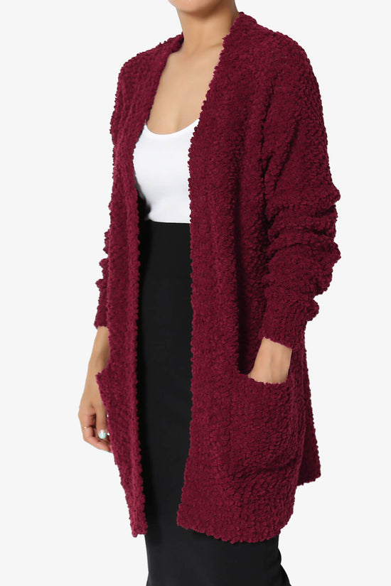 Barry Soft Popcorn Knit Sweater Cardigan BURGUNDY_3