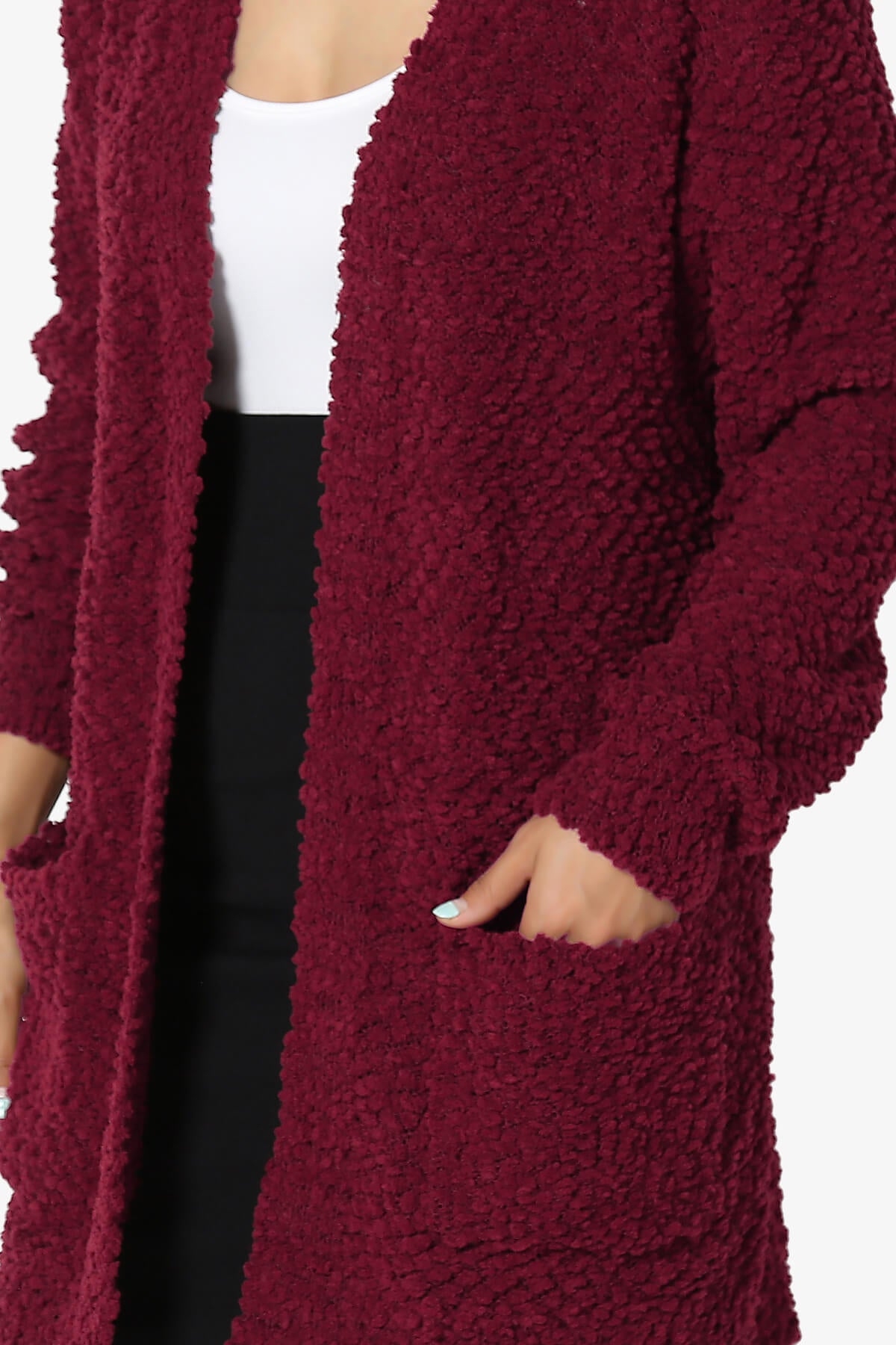 Barry Soft Popcorn Knit Sweater Cardigan BURGUNDY_5