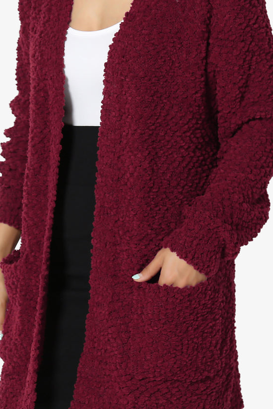 Barry Soft Popcorn Knit Sweater Cardigan BURGUNDY_5