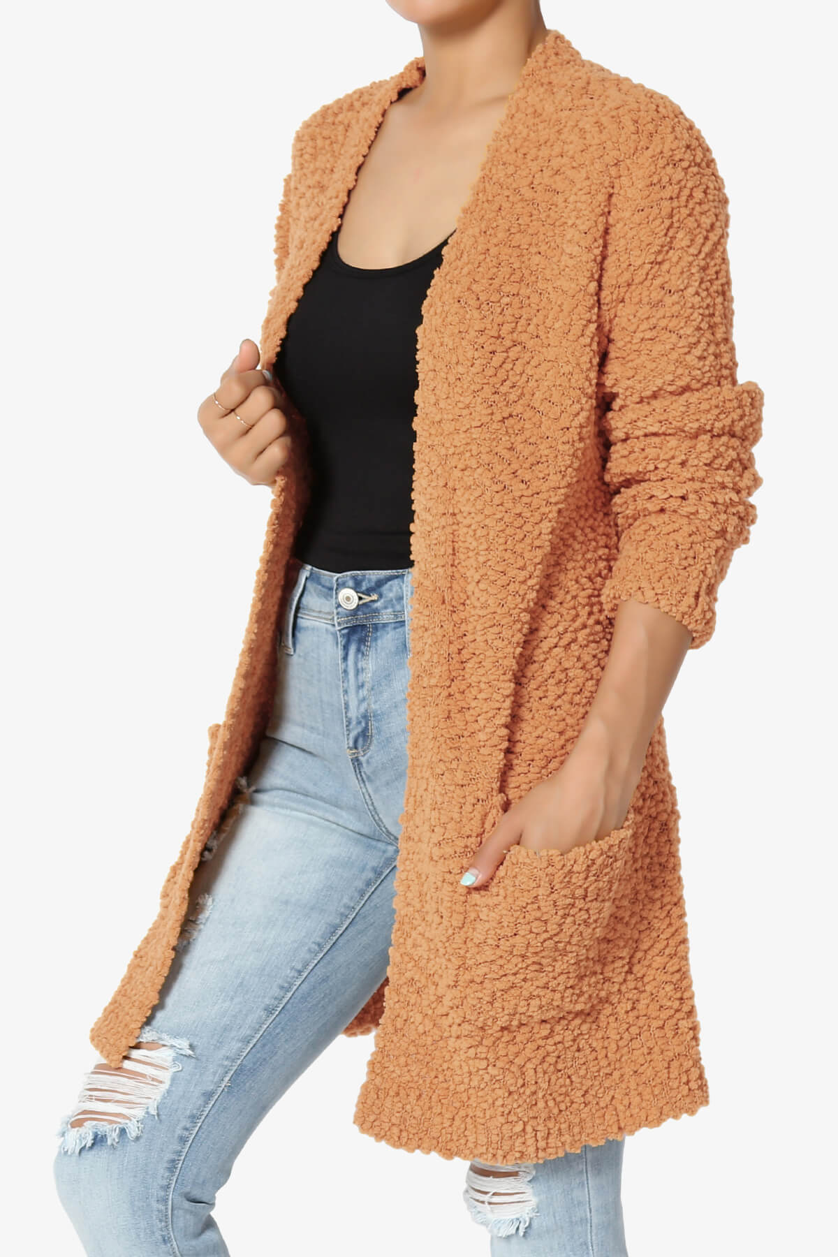 Barry Soft Popcorn Knit Sweater Cardigan BUTTER ORANGE_3