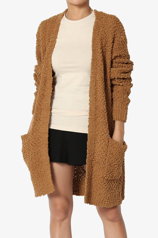 Barry Soft Popcorn Knit Sweater Cardigan COFFEE_1