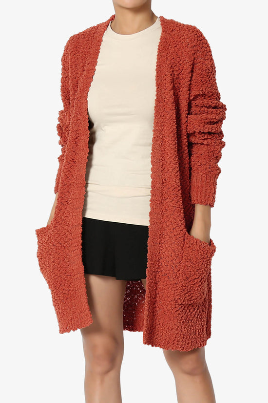 Barry Soft Popcorn Knit Sweater Cardigan COPPER_1