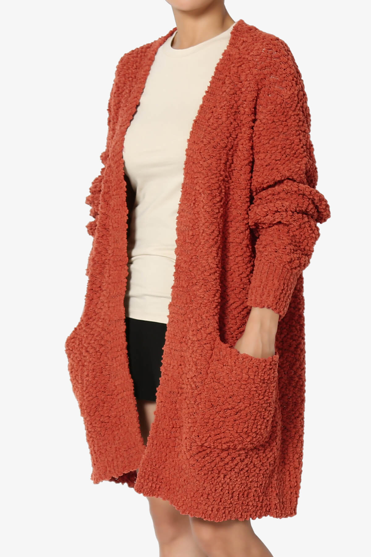 Barry Soft Popcorn Knit Sweater Cardigan COPPER_3