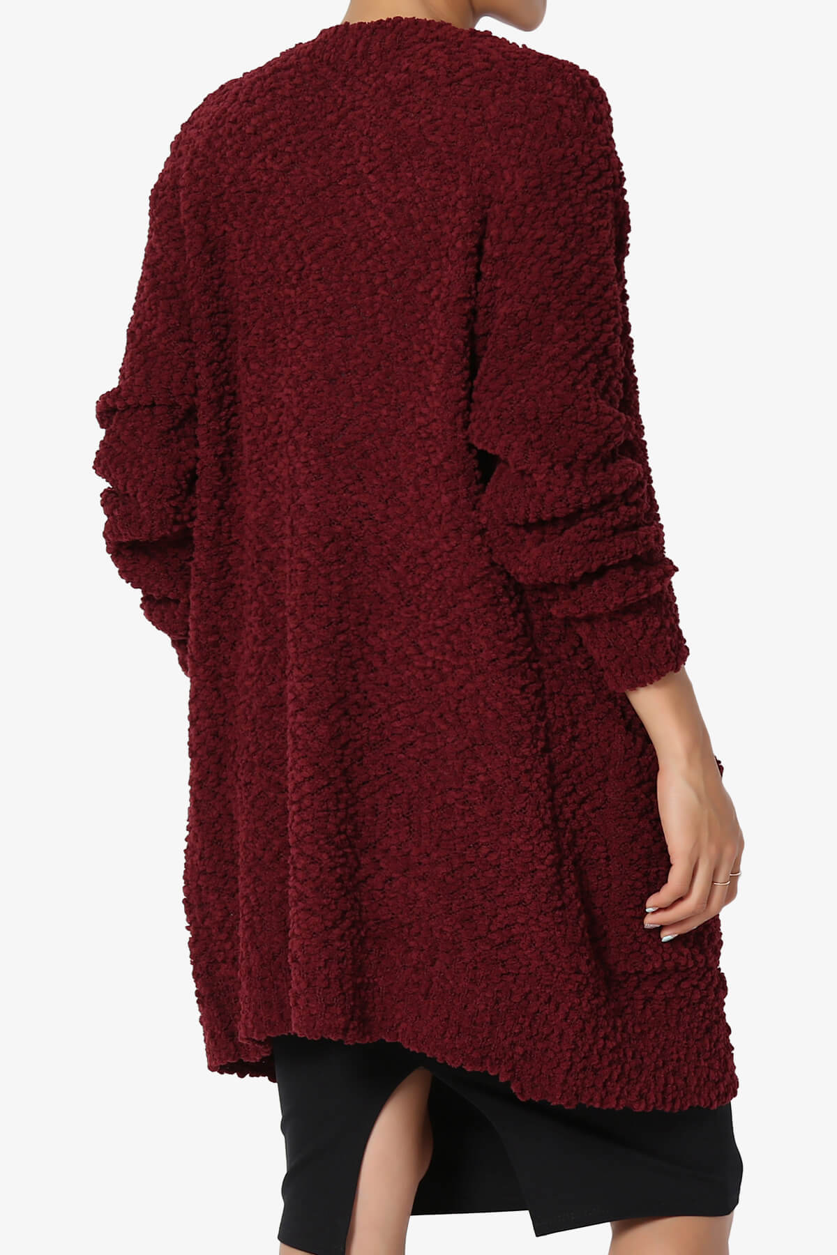 Barry Soft Popcorn Knit Sweater Cardigan DARK BURGUNDY_4
