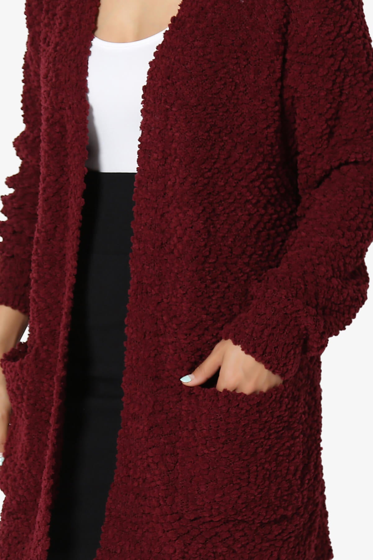 Barry Soft Popcorn Knit Sweater Cardigan DARK BURGUNDY_5