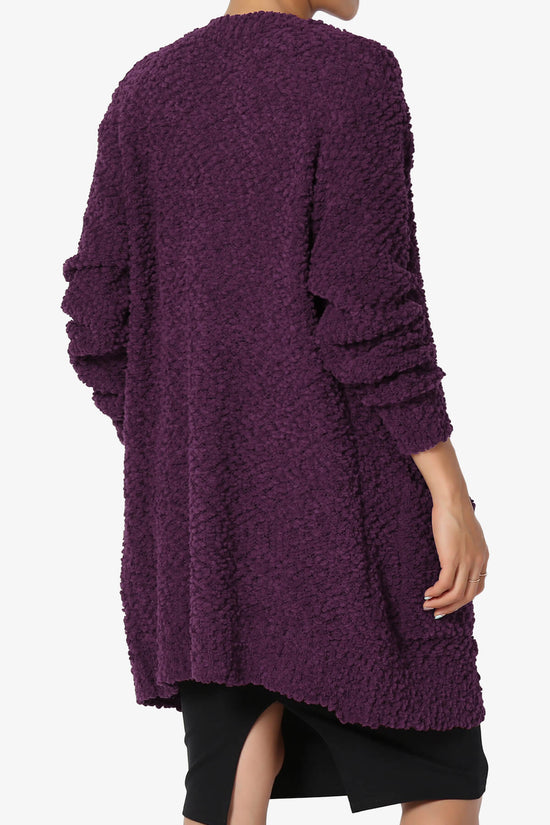 Barry Soft Popcorn Knit Sweater Cardigan DARK PLUM_4