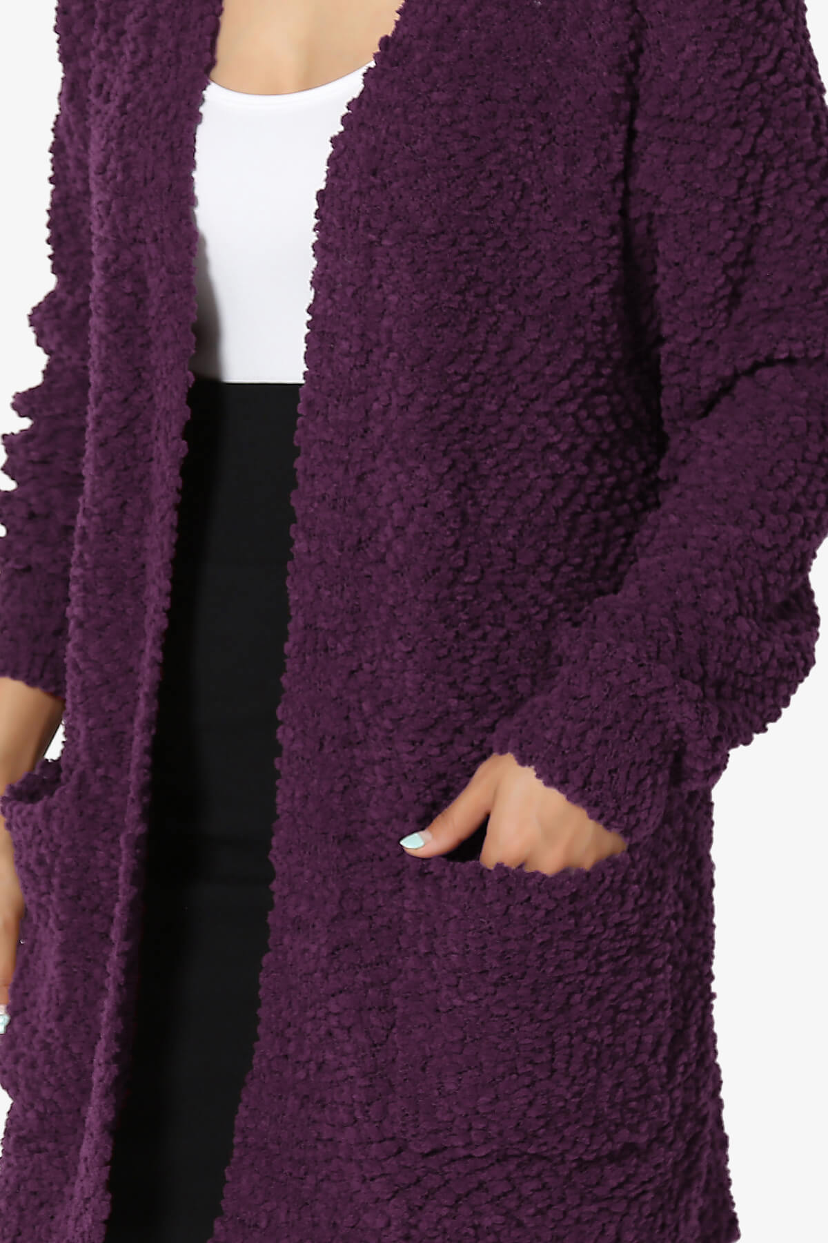 Barry Soft Popcorn Knit Sweater Cardigan DARK PLUM_5