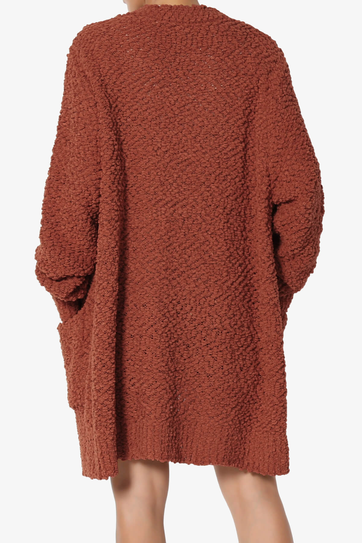Barry Soft Popcorn Knit Sweater Cardigan DARK RUST_2