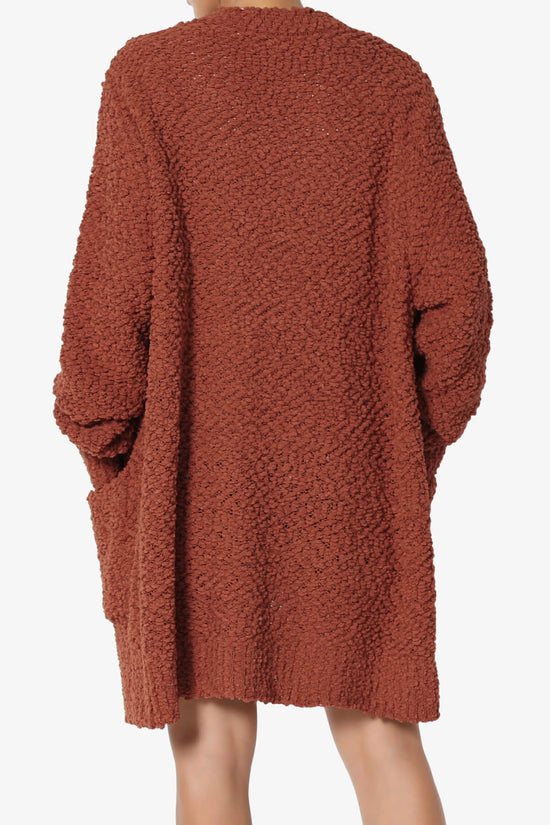 Barry Soft Popcorn Knit Sweater Cardigan DARK RUST_2