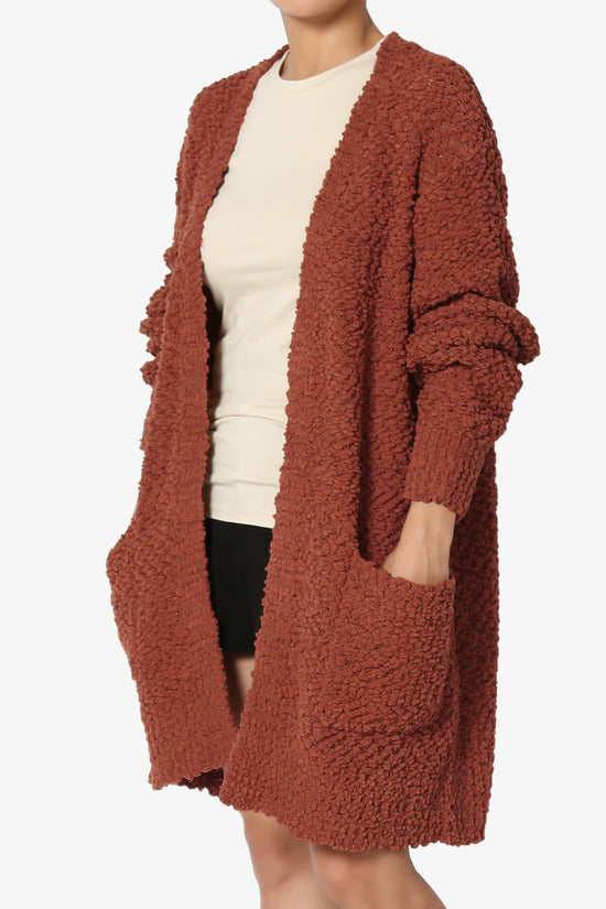 Barry Soft Popcorn Knit Sweater Cardigan DARK RUST_3