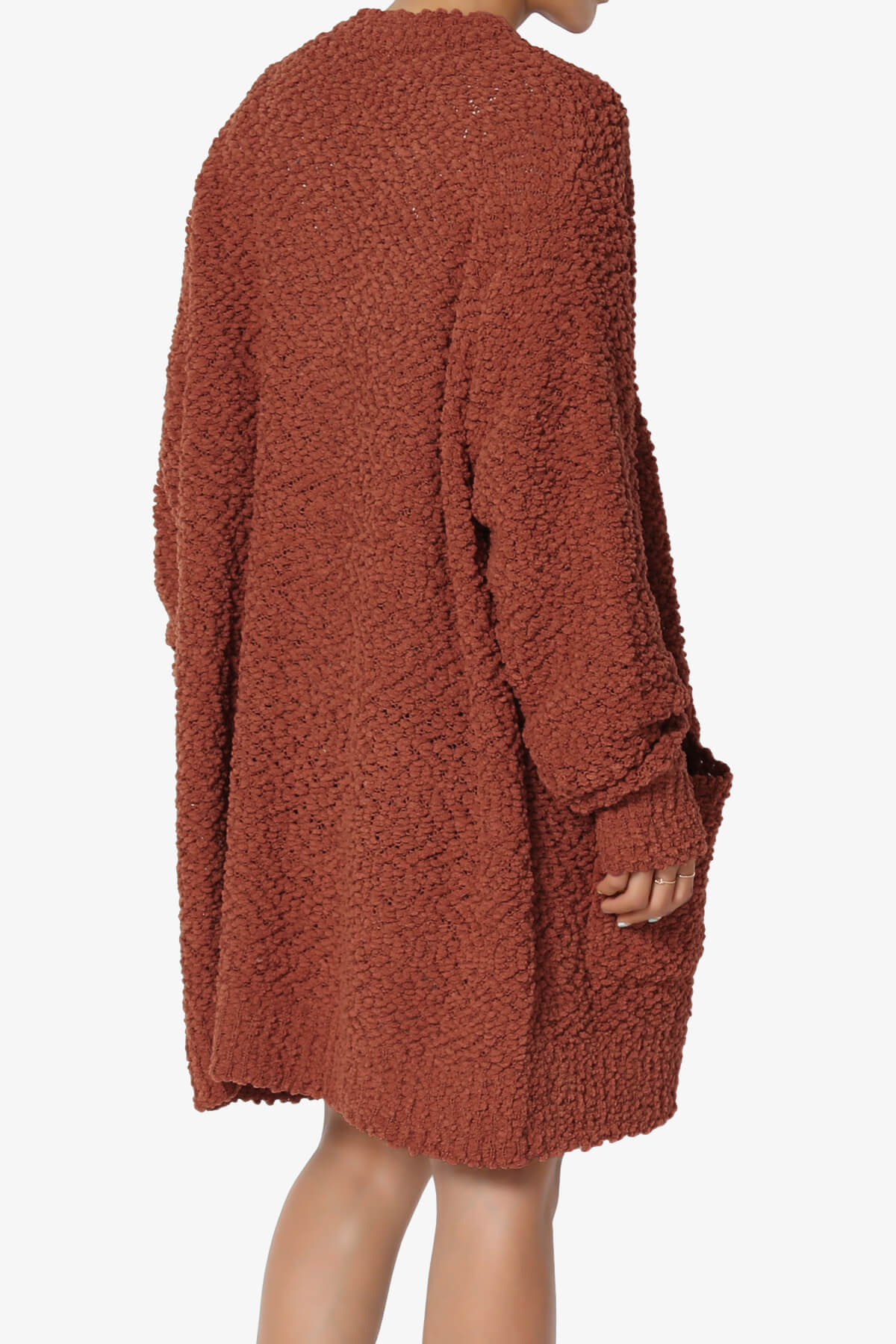 Barry Soft Popcorn Knit Sweater Cardigan DARK RUST_4