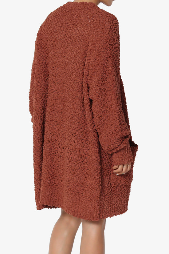 Barry Soft Popcorn Knit Sweater Cardigan DARK RUST_4