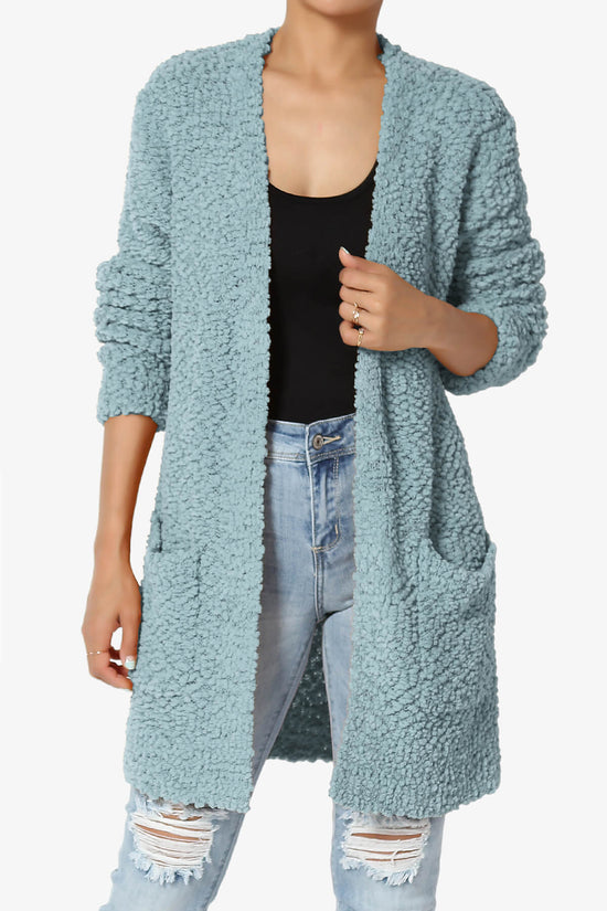 Barry Soft Popcorn Knit Sweater Cardigan DUSTY BLUE_1