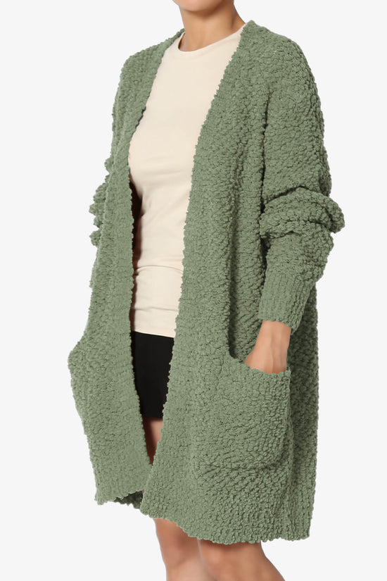 Barry Soft Popcorn Knit Sweater Cardigan DUSTY OLIVE_3