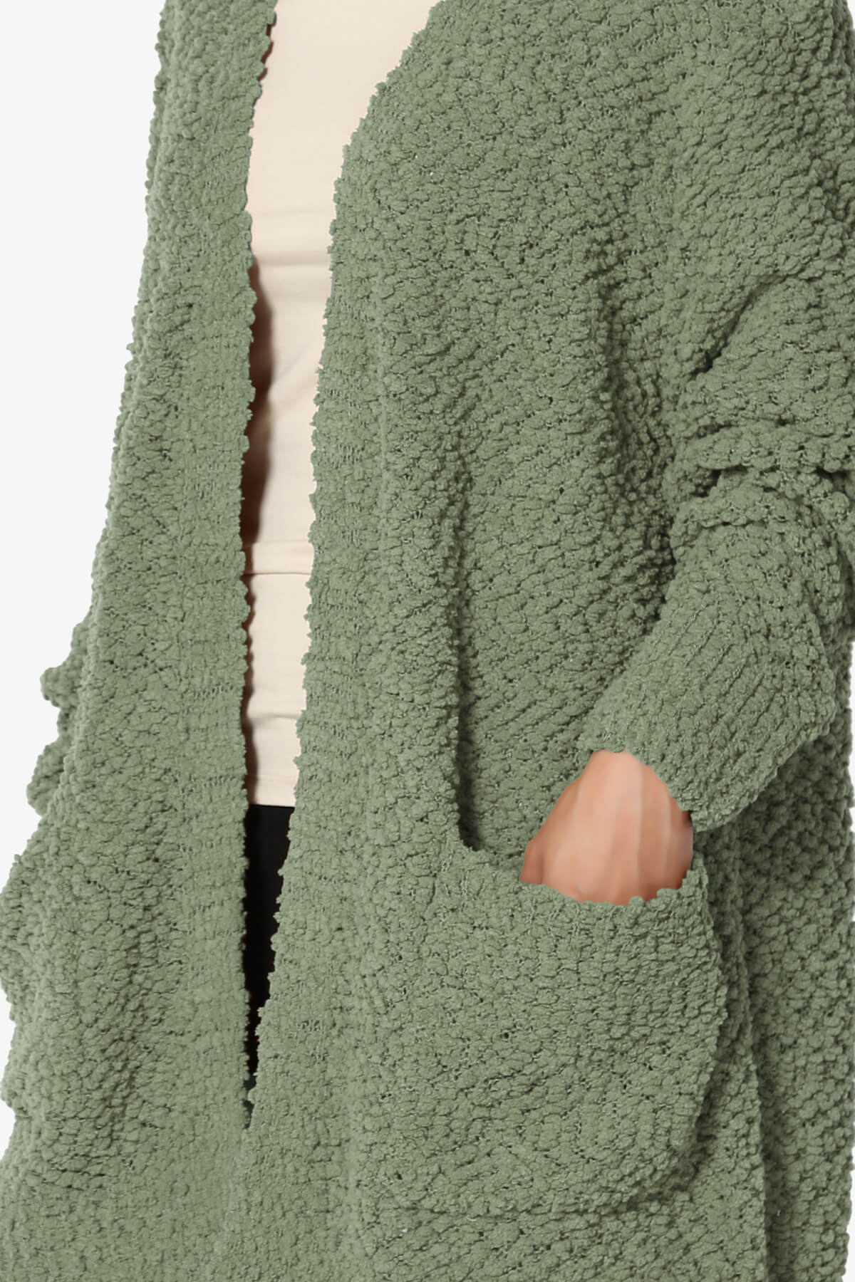 Barry Soft Popcorn Knit Sweater Cardigan DUSTY OLIVE_5