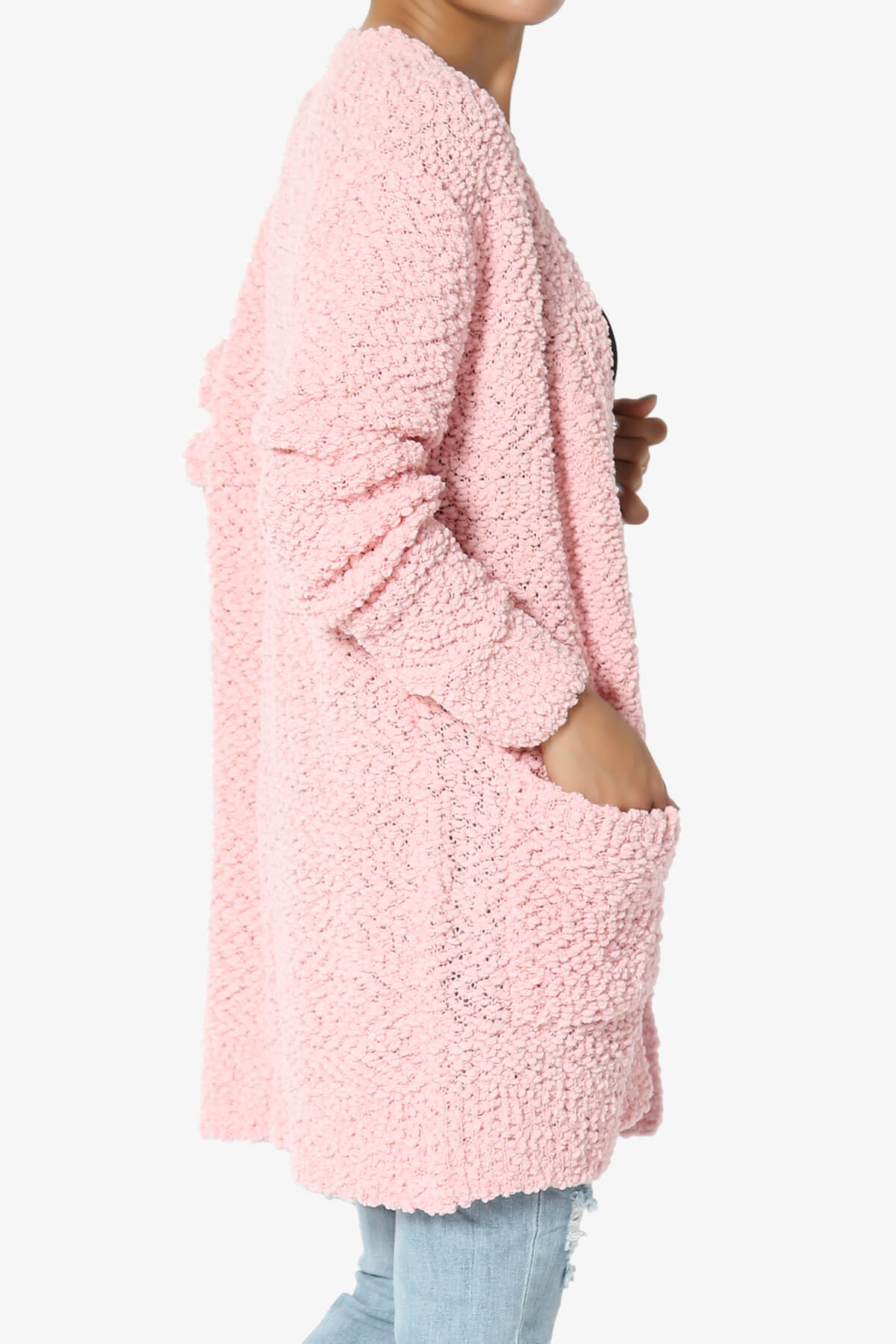 Barry Soft Popcorn Knit Sweater Cardigan DUSTY PINK_4