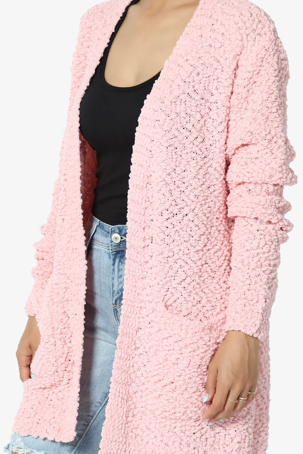 Barry Soft Popcorn Knit Sweater Cardigan DUSTY PINK_5