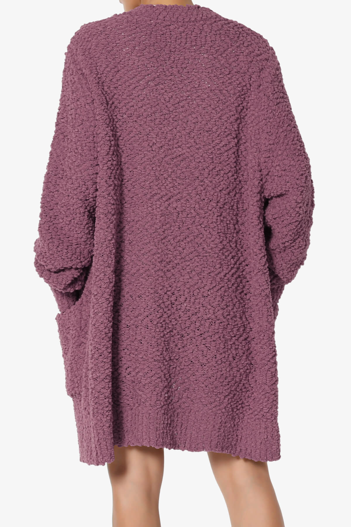 Barry Soft Popcorn Knit Sweater Cardigan DUSTY PLUM_2