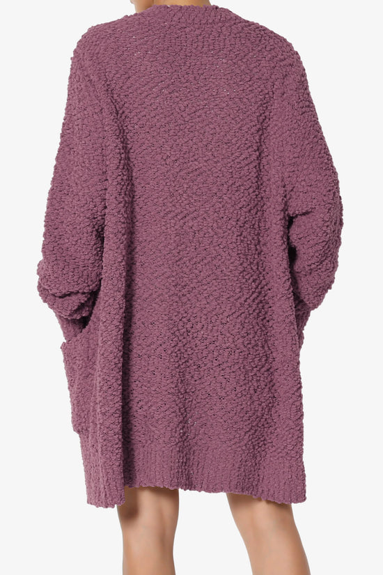 Barry Soft Popcorn Knit Sweater Cardigan DUSTY PLUM_2