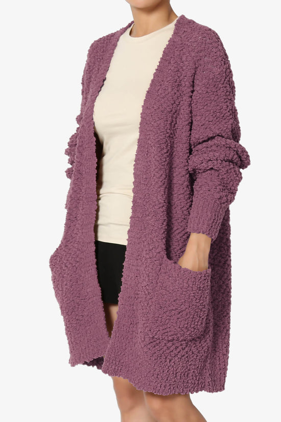Barry Soft Popcorn Knit Sweater Cardigan DUSTY PLUM_3