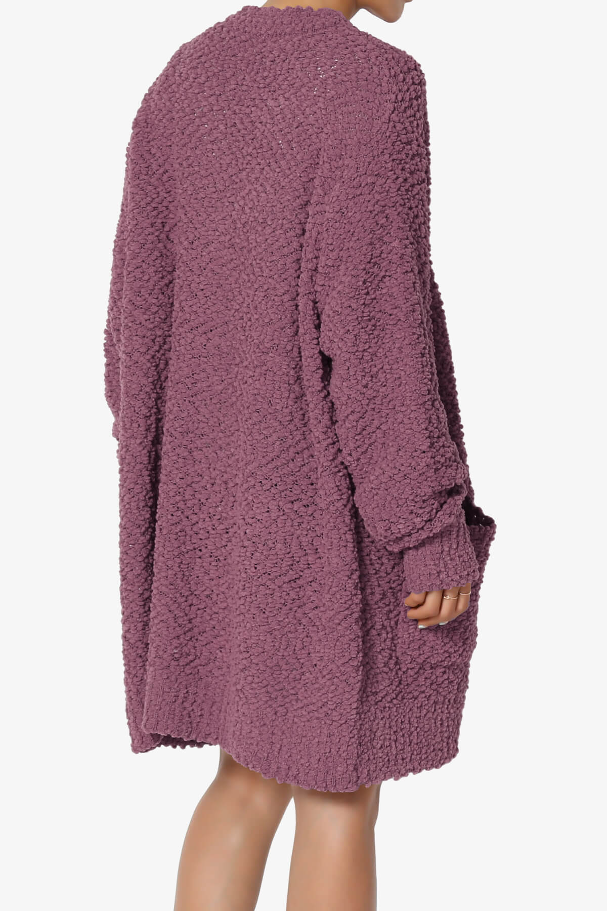 Barry Soft Popcorn Knit Sweater Cardigan DUSTY PLUM_4