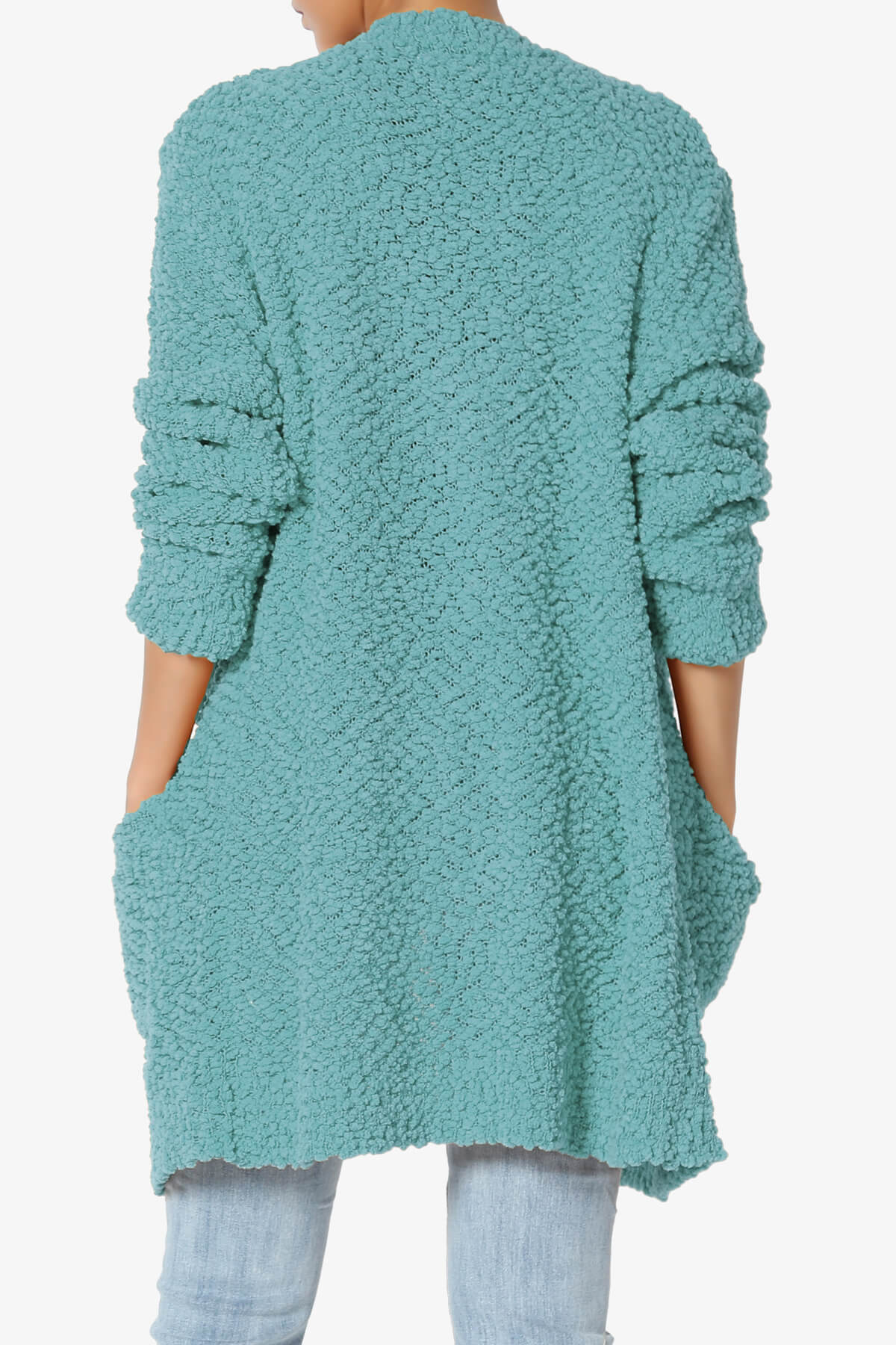Barry Soft Popcorn Knit Sweater Cardigan DUSTY TEAL_2