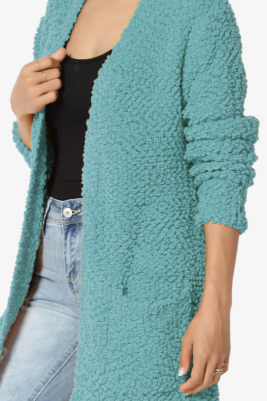 Barry Soft Popcorn Knit Sweater Cardigan DUSTY TEAL_5