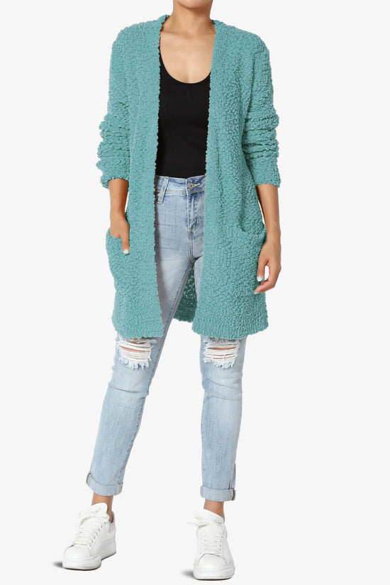 Barry Soft Popcorn Knit Sweater Cardigan DUSTY TEAL_6